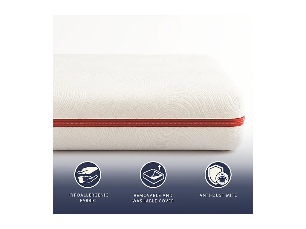 Topper double français 135 X 190 mousse mémoire 9 zones | Hauteur 5 cm | Anti-allergique