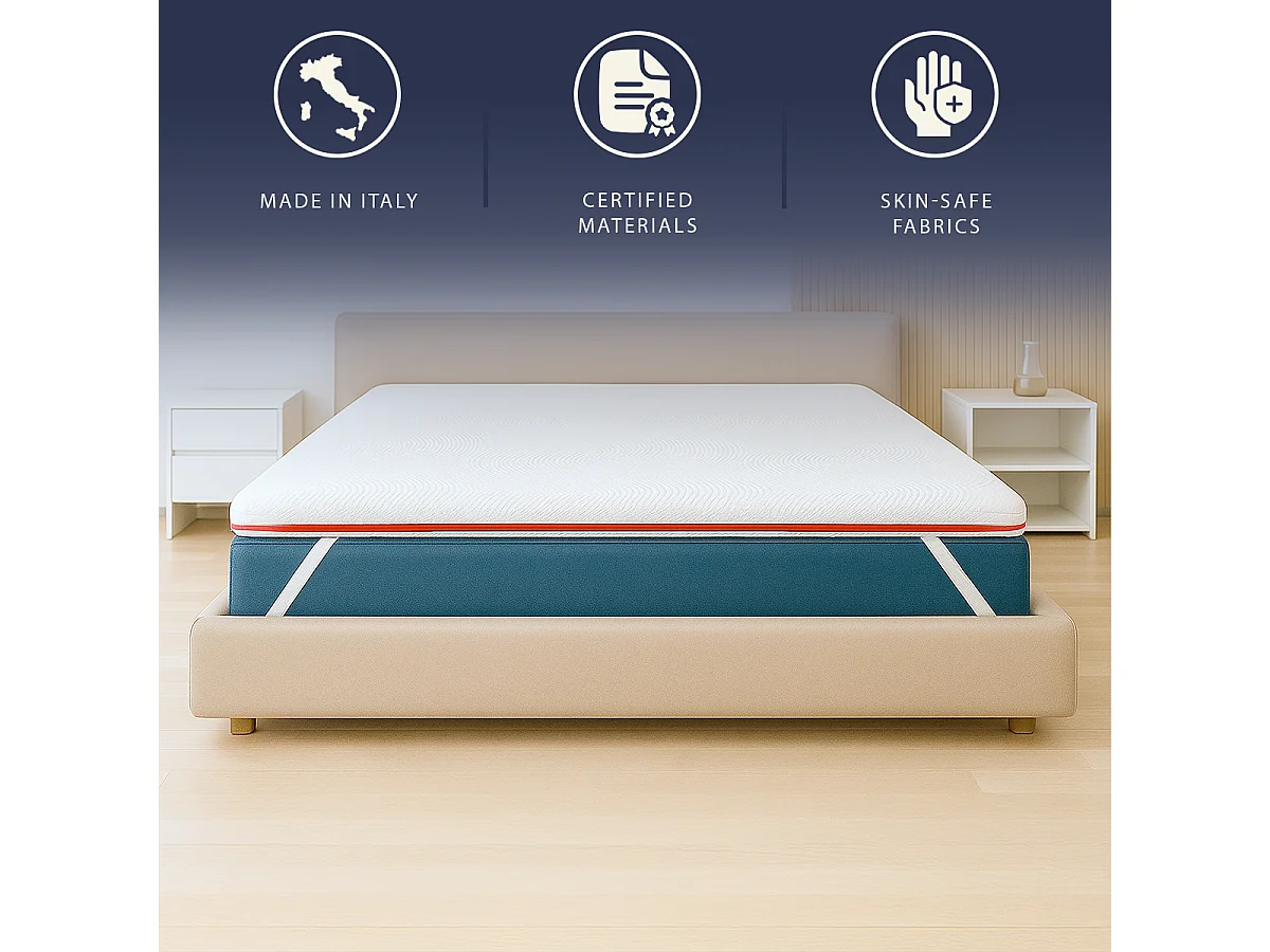 Topper małżeński 160 X 190 Memory Foam 9 stref | Wysokość 5 cm | Hipoalergiczny