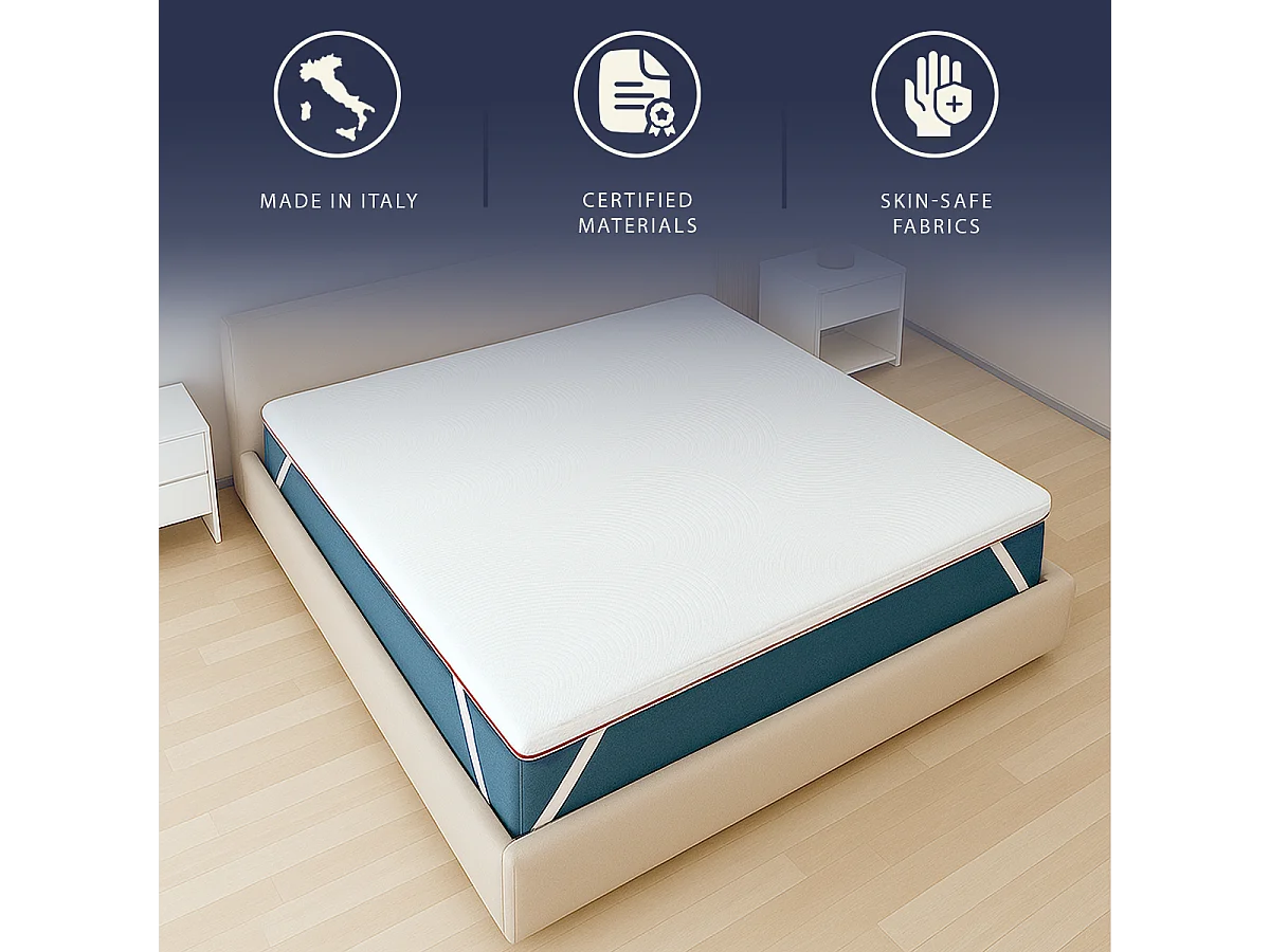 Topper double 160 X 190 mousse mémoire 9 zones | Hauteur 5 cm | Anti-allergique