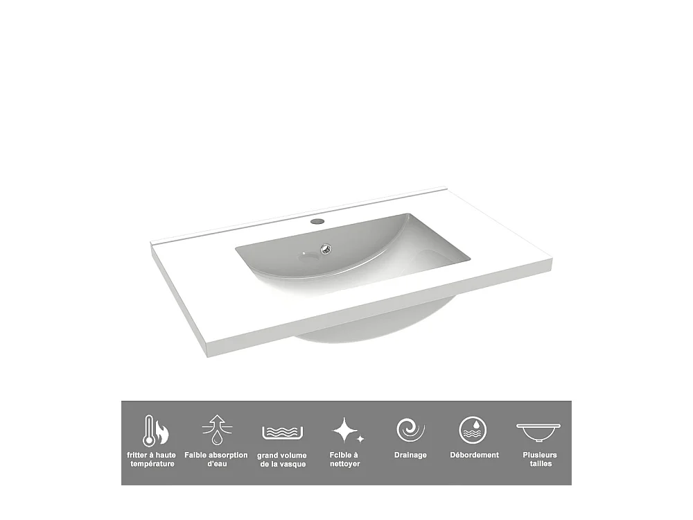 AICA Ensemble de meubles de salle de bain 80 cm avec vasque, 2 tiroirs à fermeture amortie - meuble suspendu , Brillance, Chêne