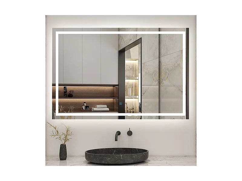 AICA Miroir LED Anti-buée, avec éclairage 140 x 80cm Dimmable, Fonction Mémoire, IP44 HD Verre Miroir-Mural