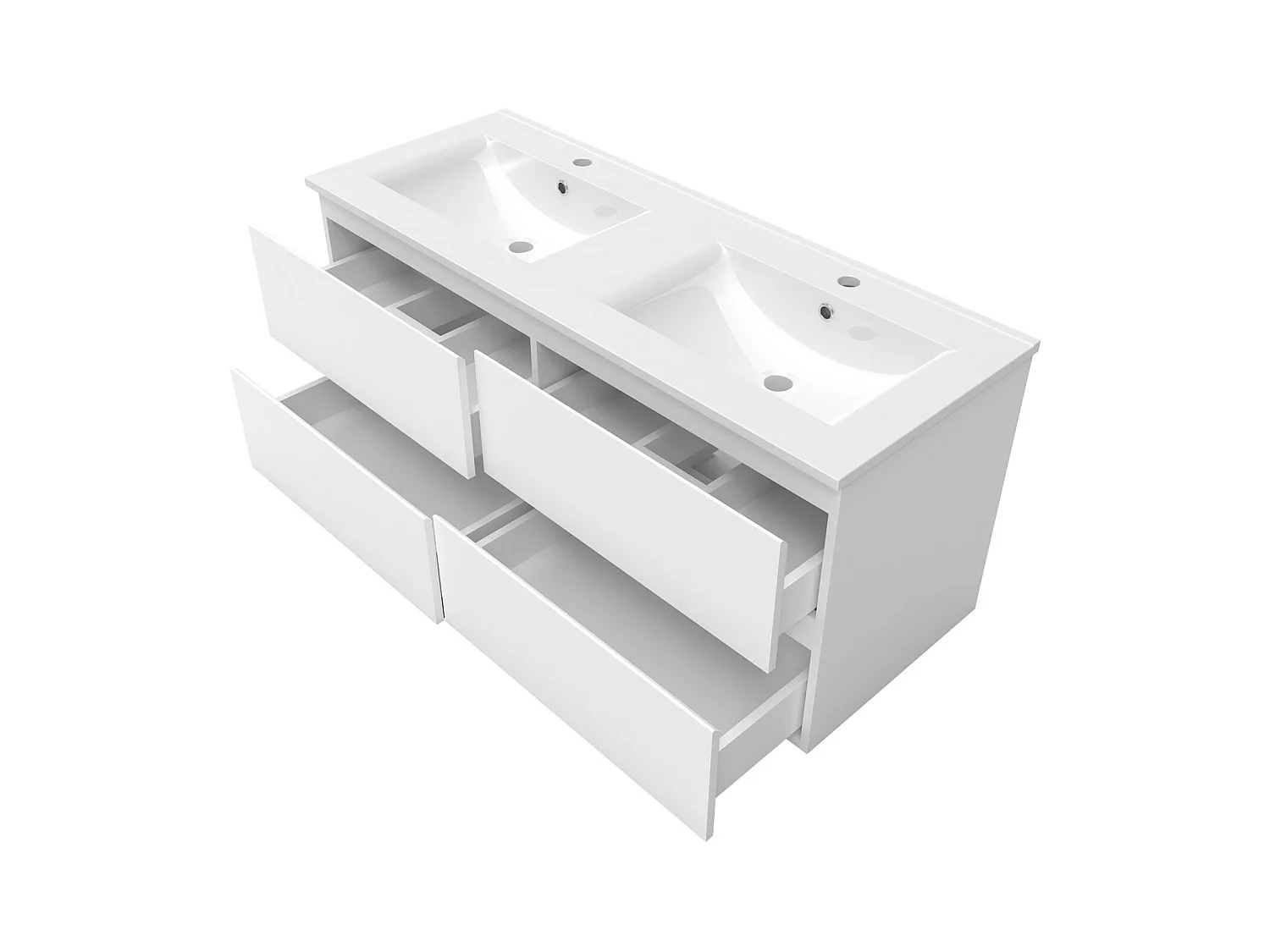 AICA Ensemble de meubles de salle de bain 120cm avec vasque et colonne et miroir lumineux 3 couleurs Blanc