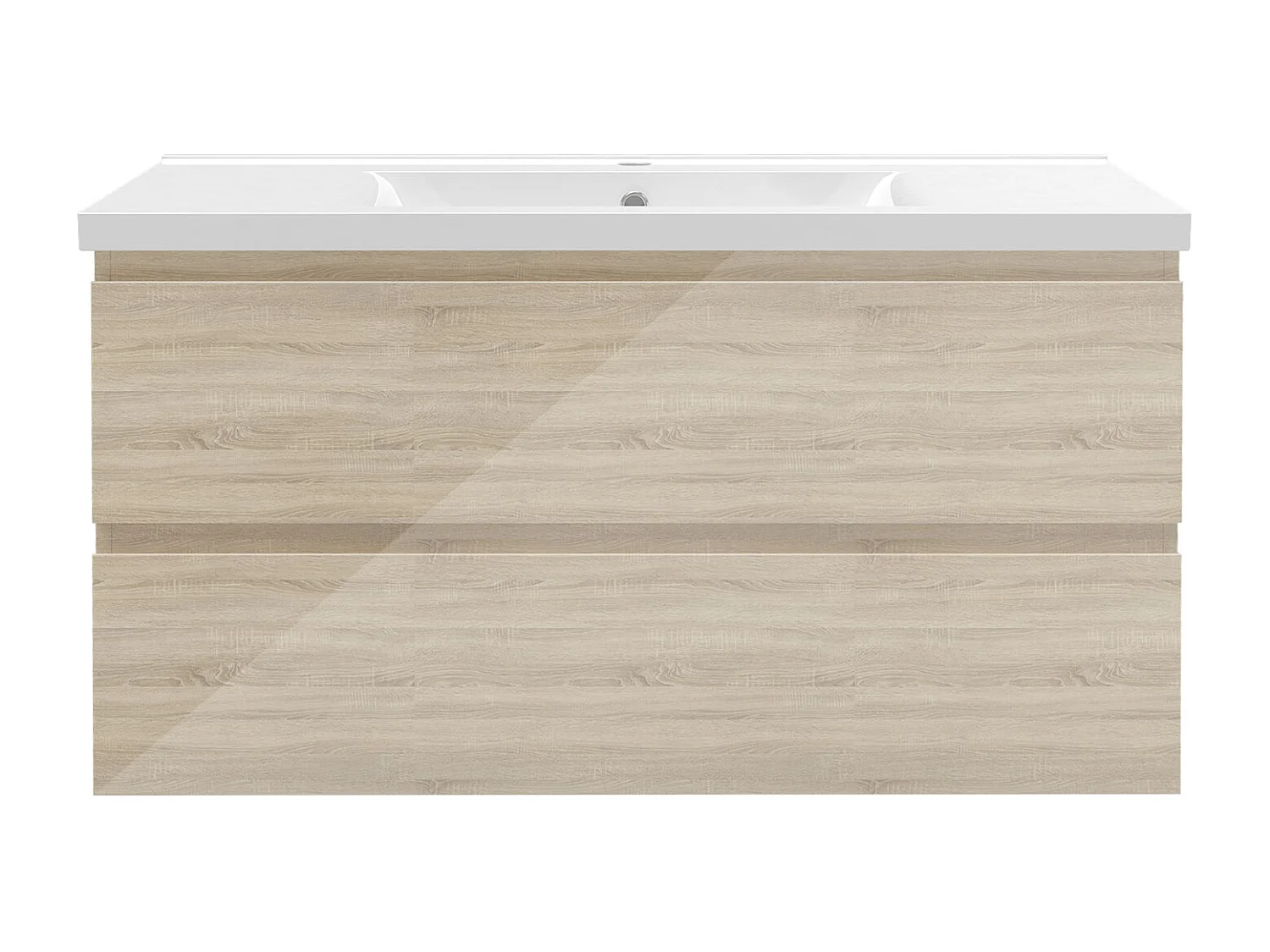 AICA Ensemble de meubles de salle de bain 100 cm avec vasque suspendu 2 portes, Brillance, Chêne