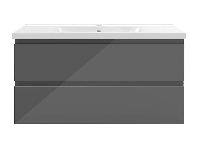 AICA Ensemble de meubles de salle de bain 100 cm avec vasque suspendu 2 portes, Brillance, Anthracite