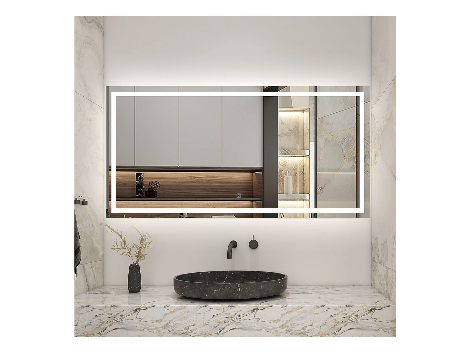 AICA Miroir LED Anti-buée, avec éclairage 160 x 80cm Dimmable, Fonction Mémoire, IP44 HD Verre Miroir-Mural