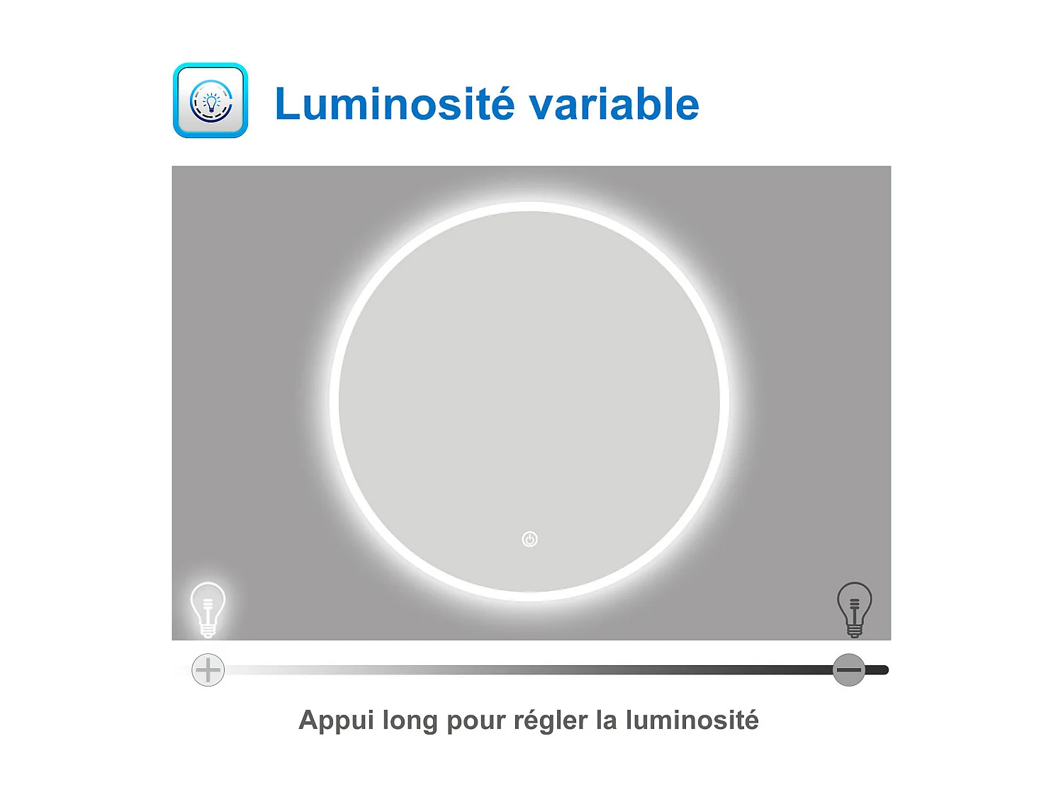 AICA Miroir avec Éclairage Rond 70cm  Anti-buée, Dimmable, Mémoire, Arrêt automatique, IP44 HD Verre Trempé Vertical Miroir-LED