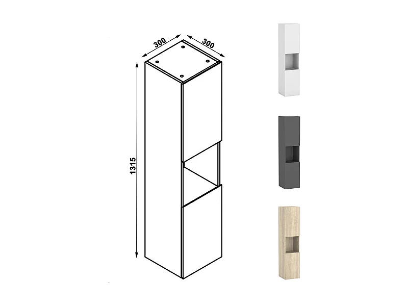 AICA Ensemble de meubles de salle de bain 120cm avec vasque et colonne et miroir lumineux Tricolore Dimmable Chêne Wotan