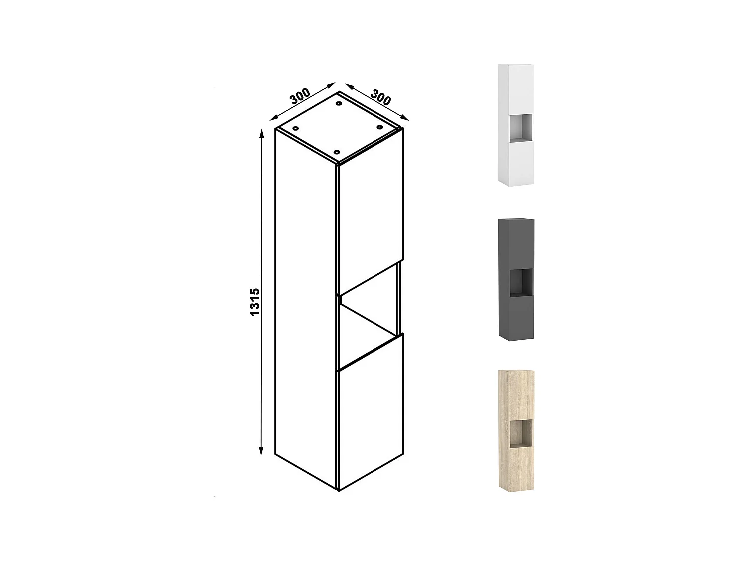AICA Ensemble de meubles de salle de bain 120cm avec vasque et colonne et miroir lumineux Tricolore Dimmable Chêne Wotan