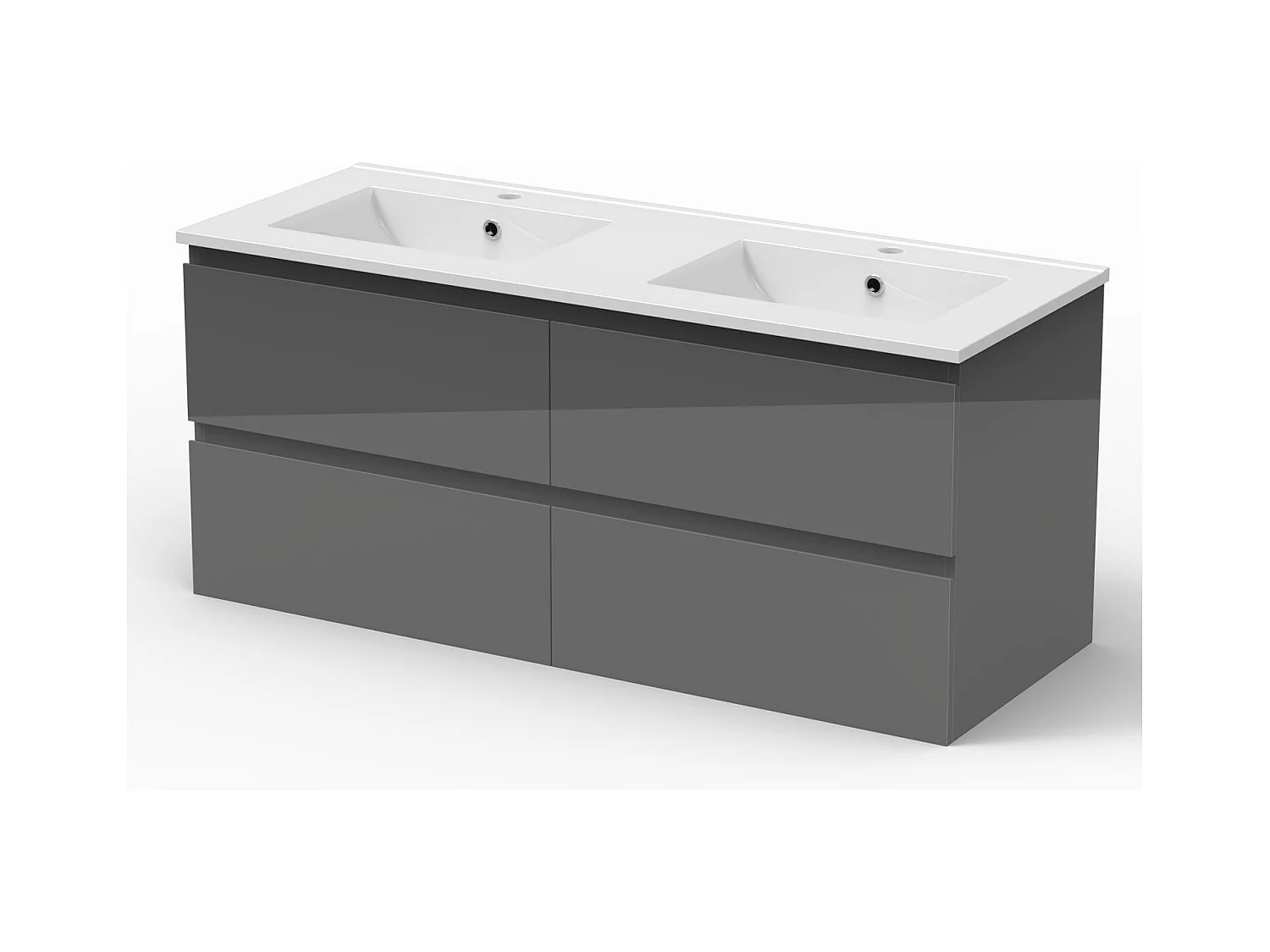 AICA Ensemble de meubles de salle de bain 120cm avec double vasque , Brillance, Anthracite