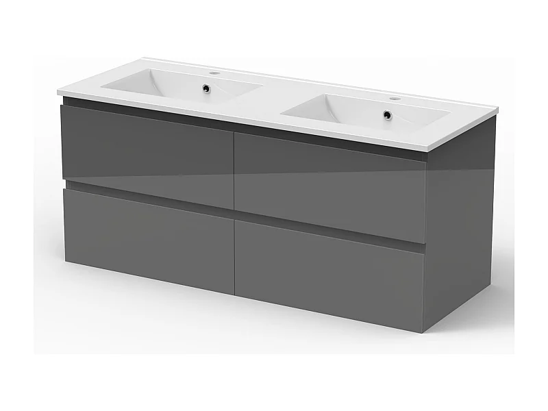 AICA Ensemble de meubles de salle de bain 120cm avec double vasque , Brillance, Anthracite