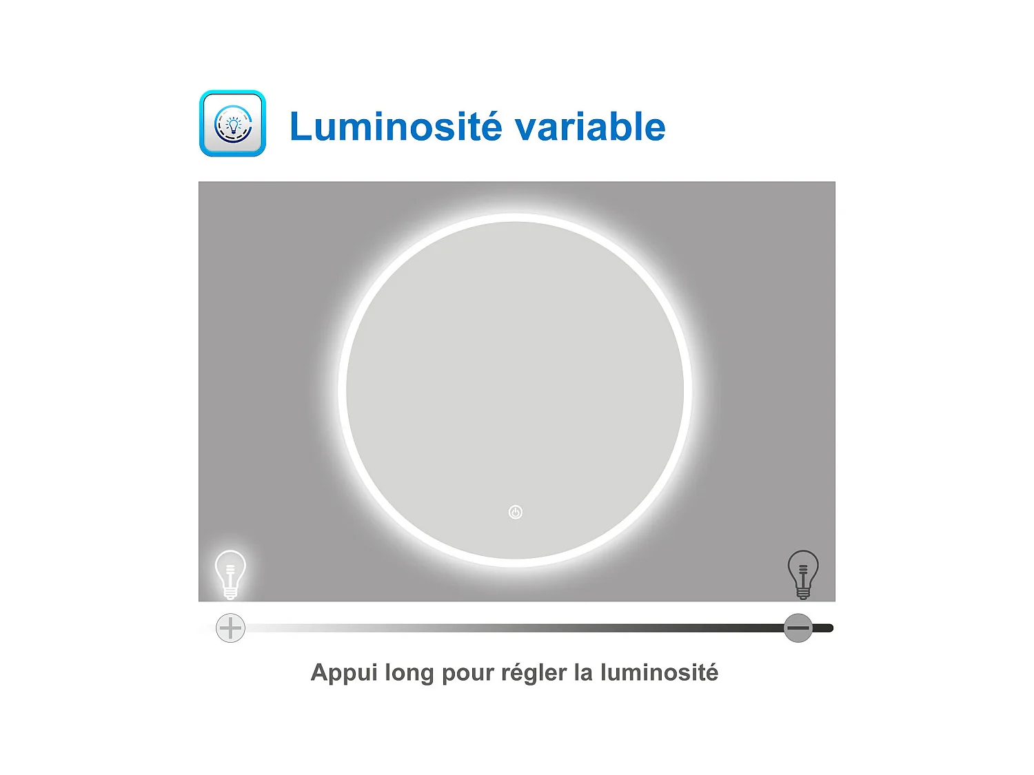 AICA Miroir avec Éclairage Rond 60cm  Anti-buée, Dimmable, Mémoire, Arrêt automatique, IP44 HD Verre Trempé Vertical Miroir-LED