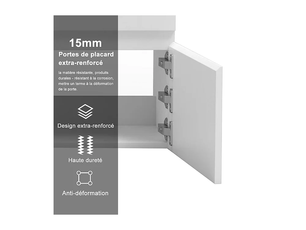 AICA Ensemble de meubles de salle de bain 120cm Blanc double vasque + miroir lumineux 3 couleurs + dimmable