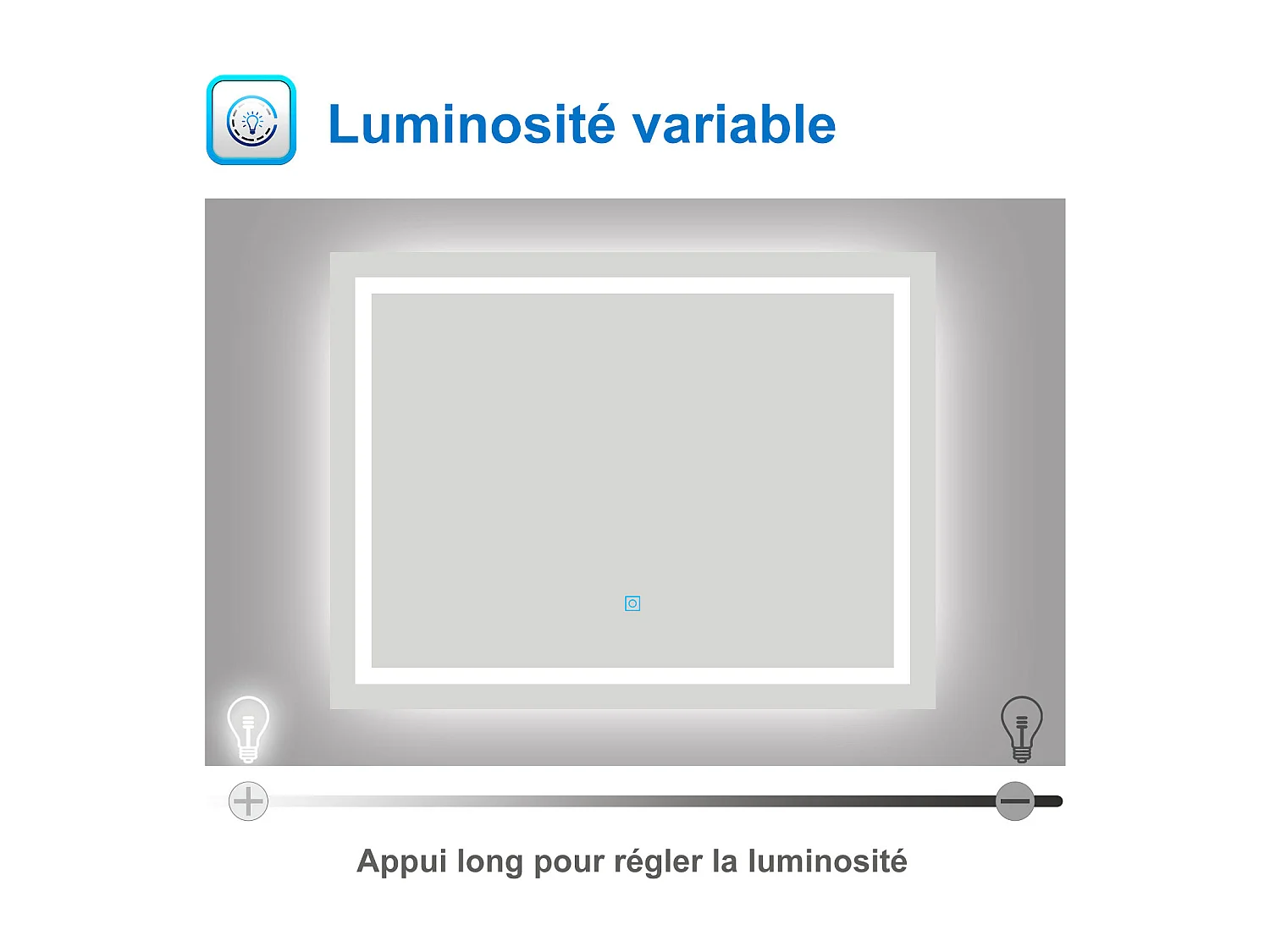 AICA Miroir LED Anti-buée, avec éclairage 110 x 70cm Dimmable, Fonction Mémoire, IP44 HD Verre Miroir-Mural