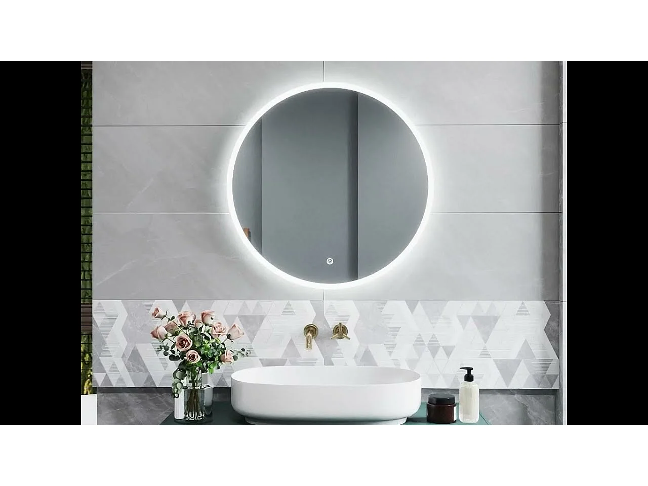 AICA Miroir Rond 70cm Dimmable avec 3 couleurs,Anti-buée, Fonction Mémoire，IP44 HD Verre Miroir-Mural