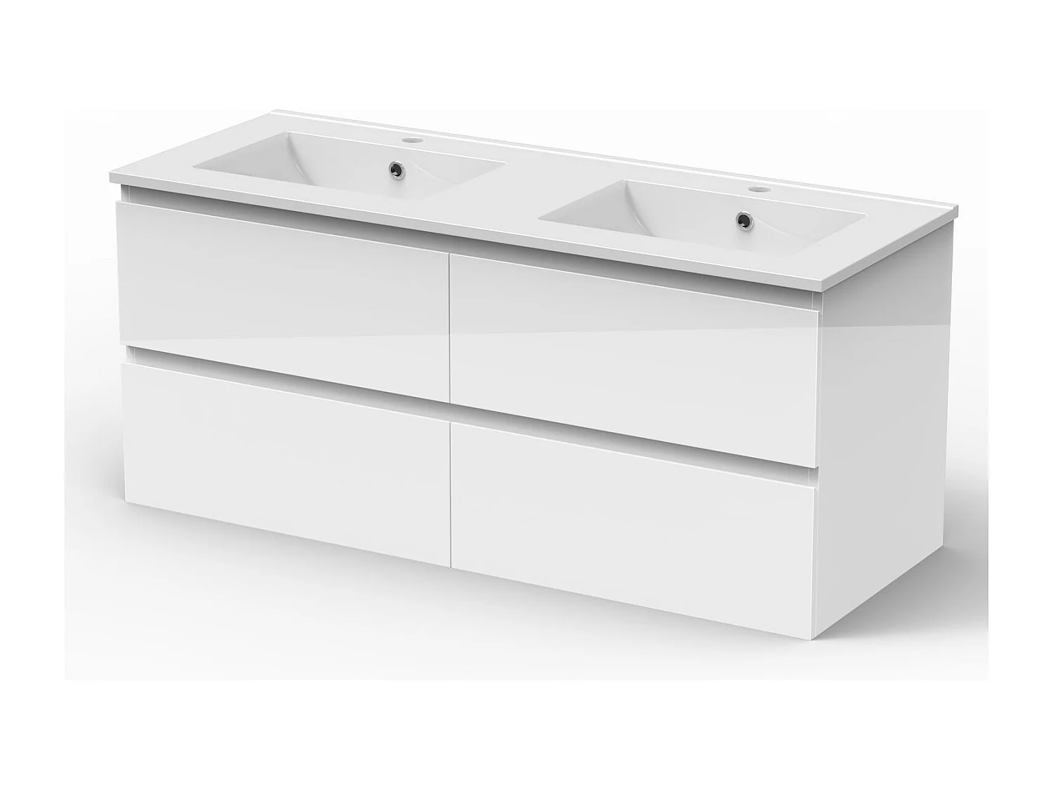 AICA Ensemble de meubles de salle de bain 120cm avec double vasque , Brillance, Blanc