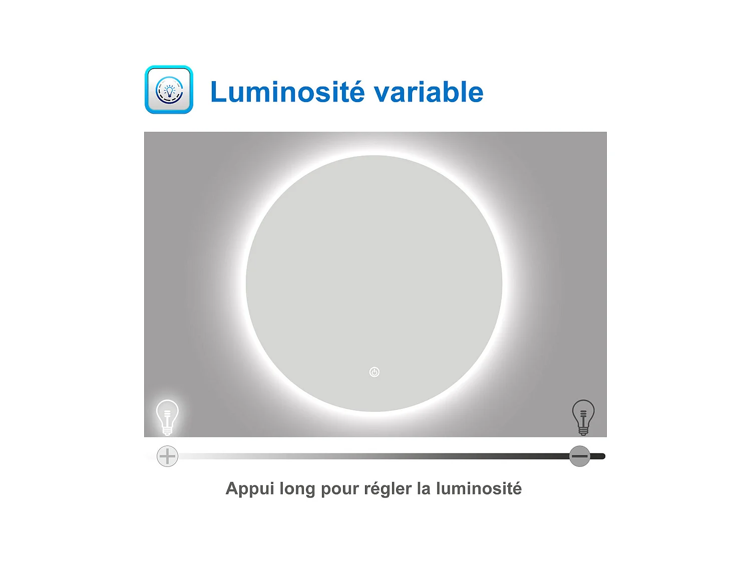 AICA Miroir Rond 100cm Antibuée, Gradation Infinie, Fonction Mémoire，IP44 HD Verre Miroir-Mural