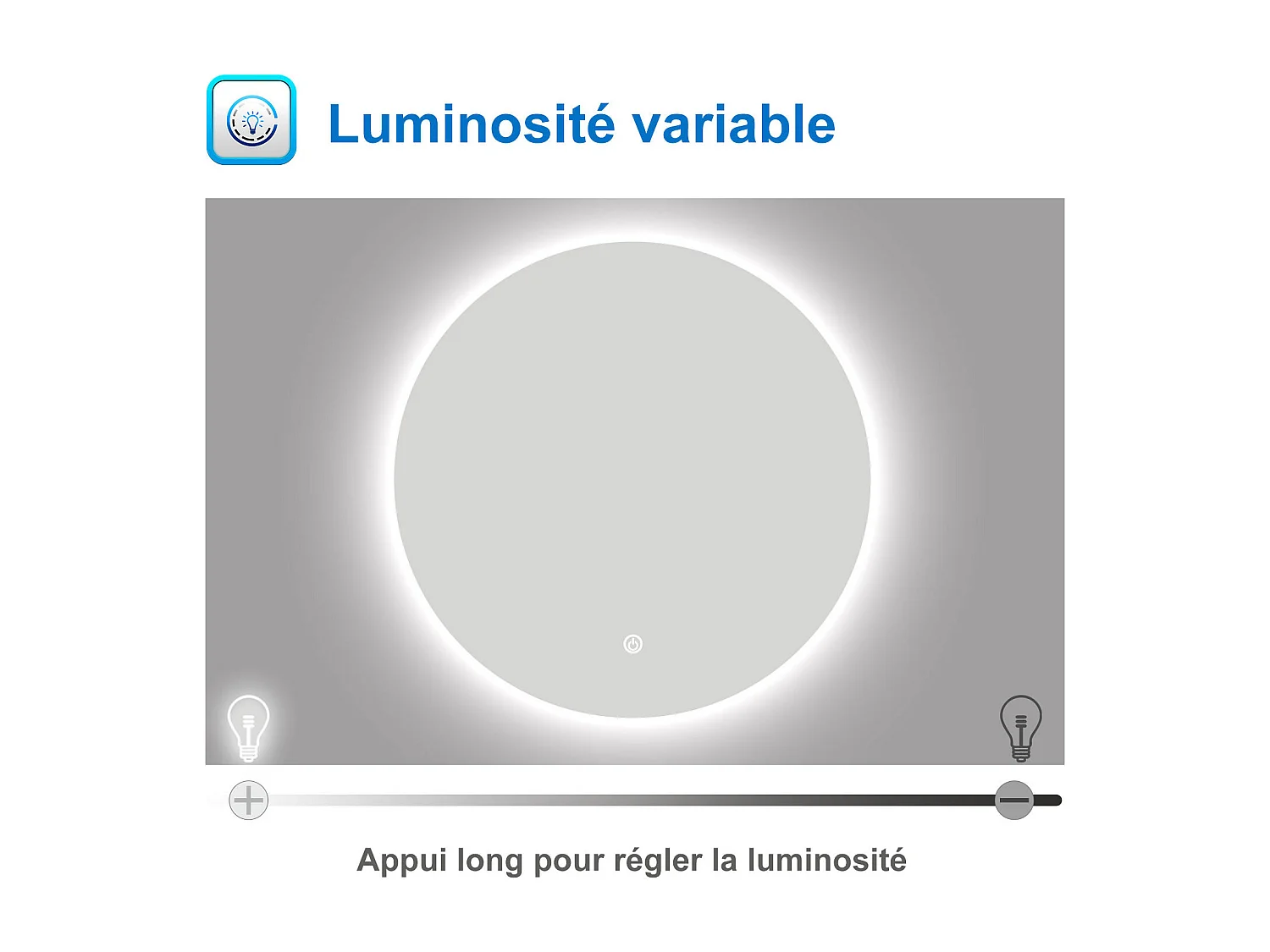 AICA Miroir Rond 100cm Antibuée, Gradation Infinie, Fonction Mémoire，IP44 HD Verre Miroir-Mural