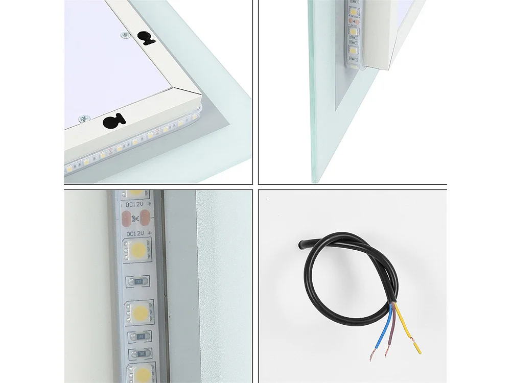 AICA Miroir LED Anti-buée, avec éclairage 90 x 60cm Dimmable, Fonction Mémoire, IP44 HD Verre Miroir-Mural