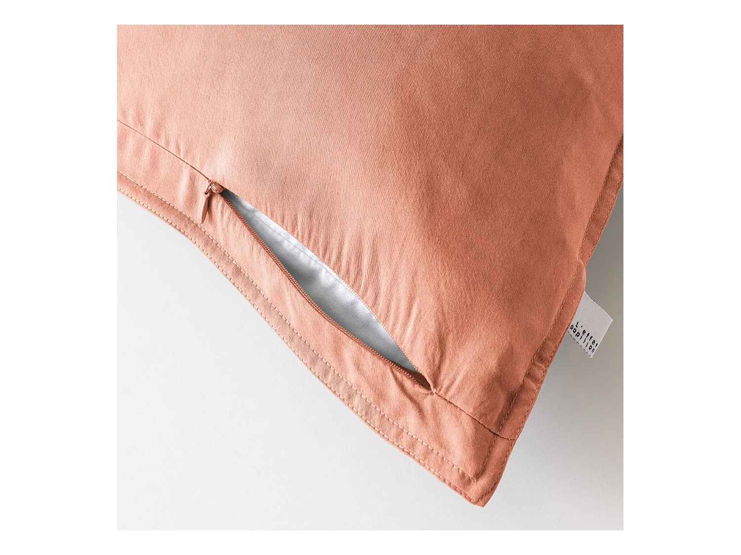 Taie d'oreiller 63x63 lyocell uni terracotta Terre de Nuit Lysandre