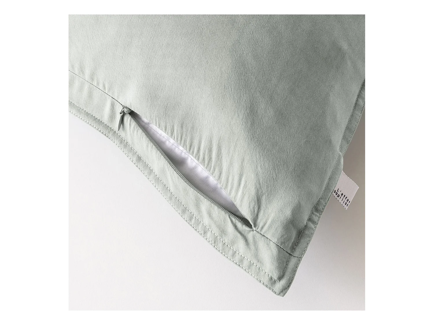 Taie d'oreiller 50x70 lyocell uni lichen Terre de Nuit Lysandre