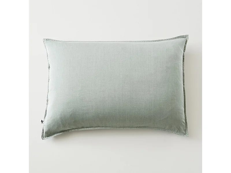 Taie d'oreiller 50x70 lyocell uni lichen Terre de Nuit Lysandre