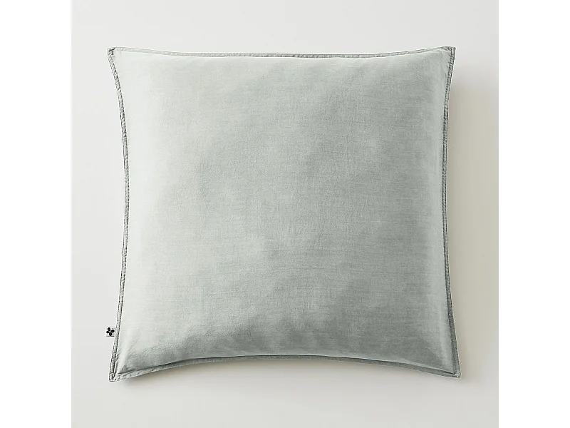 Taie d'oreiller 63x63 lyocell uni lichen Terre de Nuit Lysandre