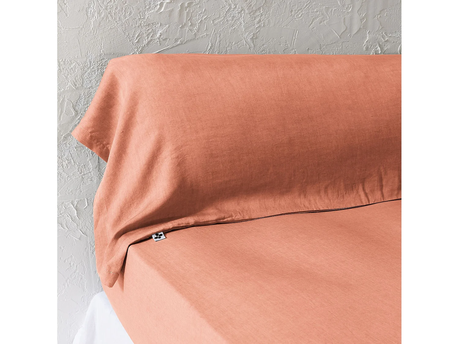 Taie de traversin 43x185 lyocell uni terracotta Terre de Nuit Lysandre