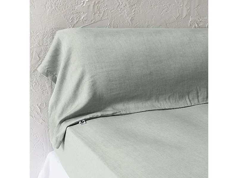 Taie de traversin 43x185 lyocell uni lichen Terre de Nuit Lysandre