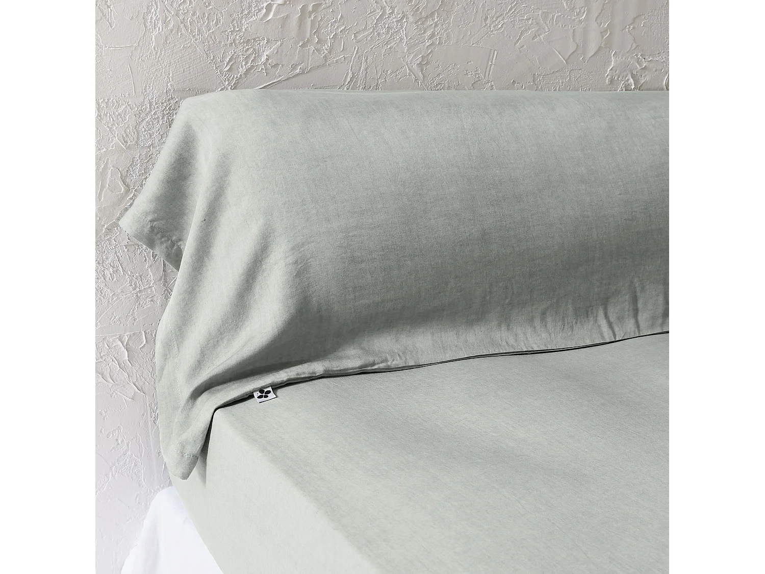 Taie de traversin 43x185 lyocell uni lichen Terre de Nuit Lysandre