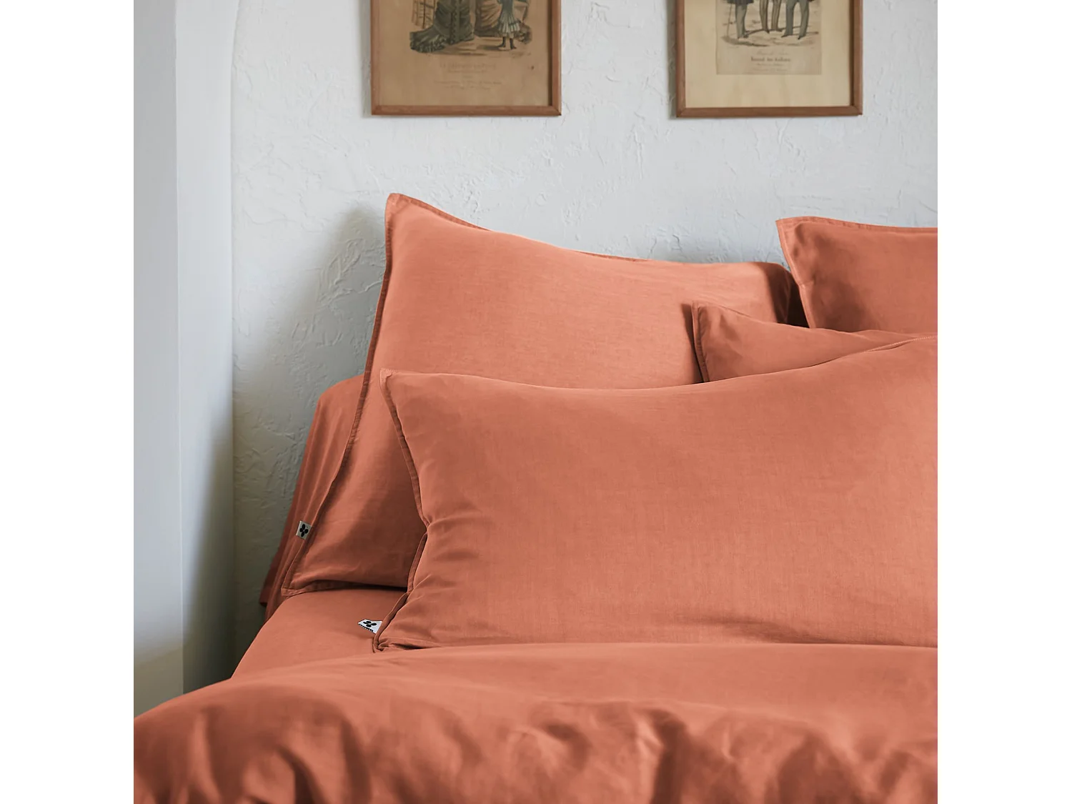 Housse de couette 260x240 lyocell uni terracotta Terre de Nuit Lysandre