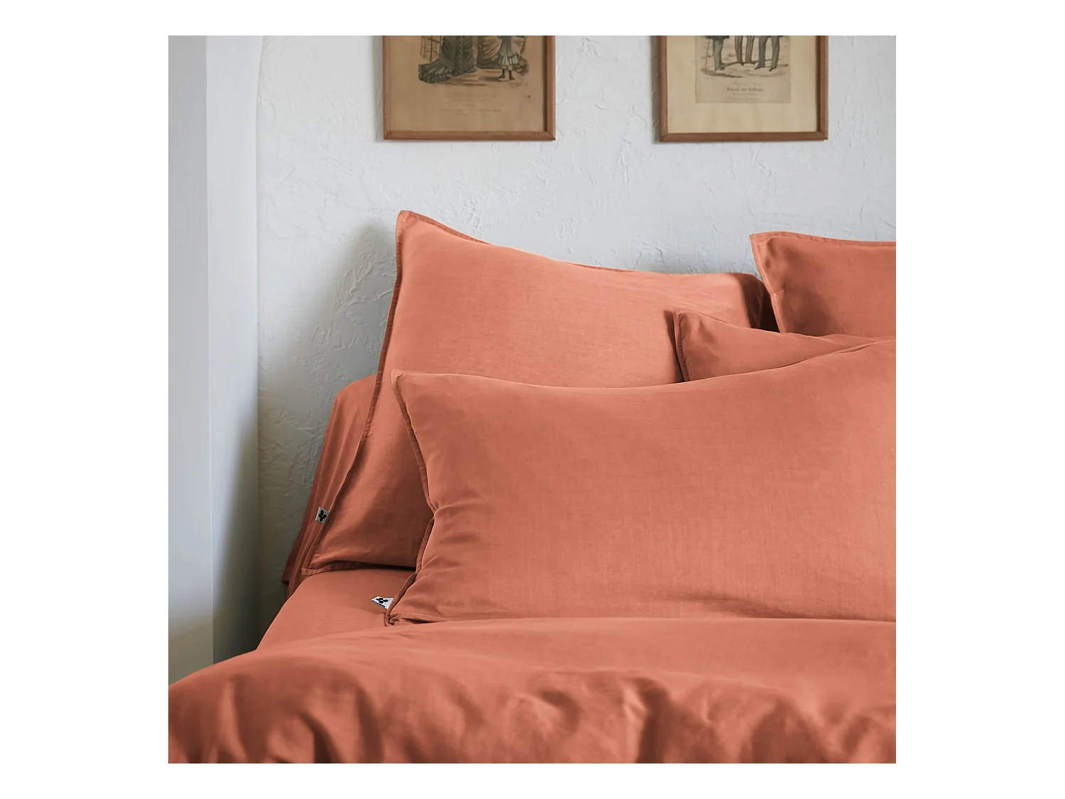 Housse de couette 240x220 lyocell uni terracotta Terre de Nuit Lysandre