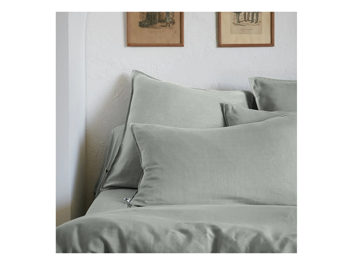 Housse de couette 260x240 lyocell uni lichen Terre de Nuit Lysandre