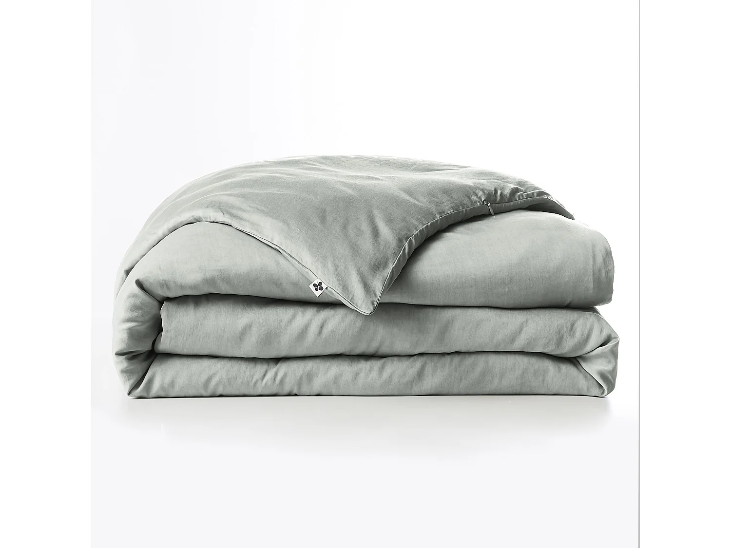 Housse de couette 260x240 lyocell uni lichen Terre de Nuit Lysandre