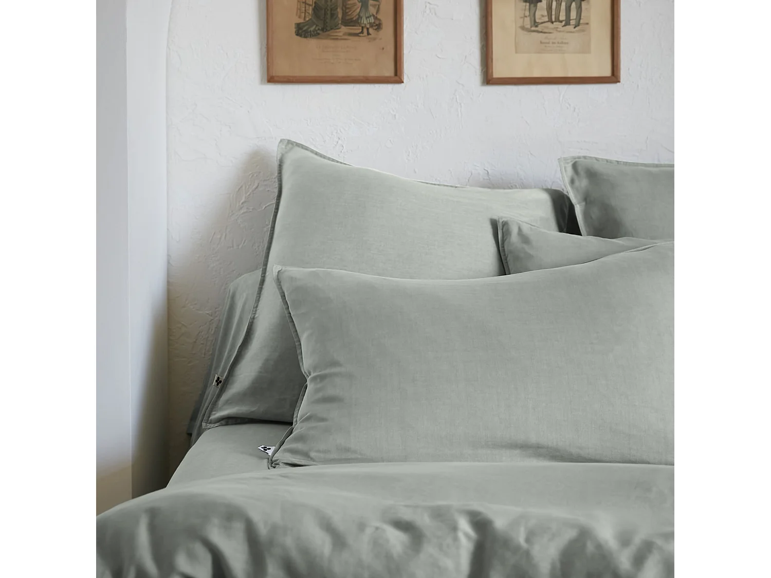 Housse de couette 260x240 lyocell uni lichen Terre de Nuit Lysandre