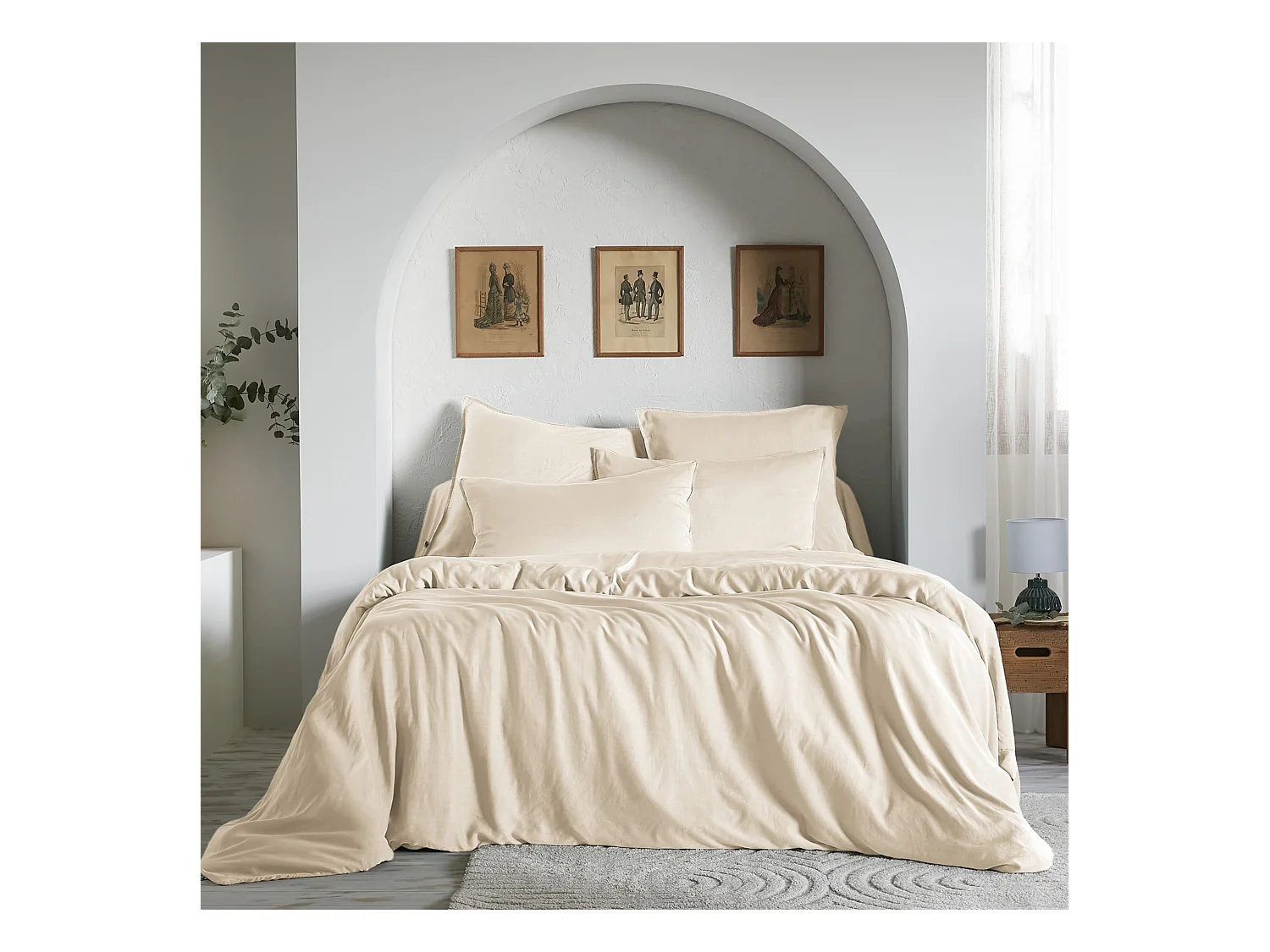 Housse de couette 260x240 lyocell uni pampa Terre de Nuit Lysandre
