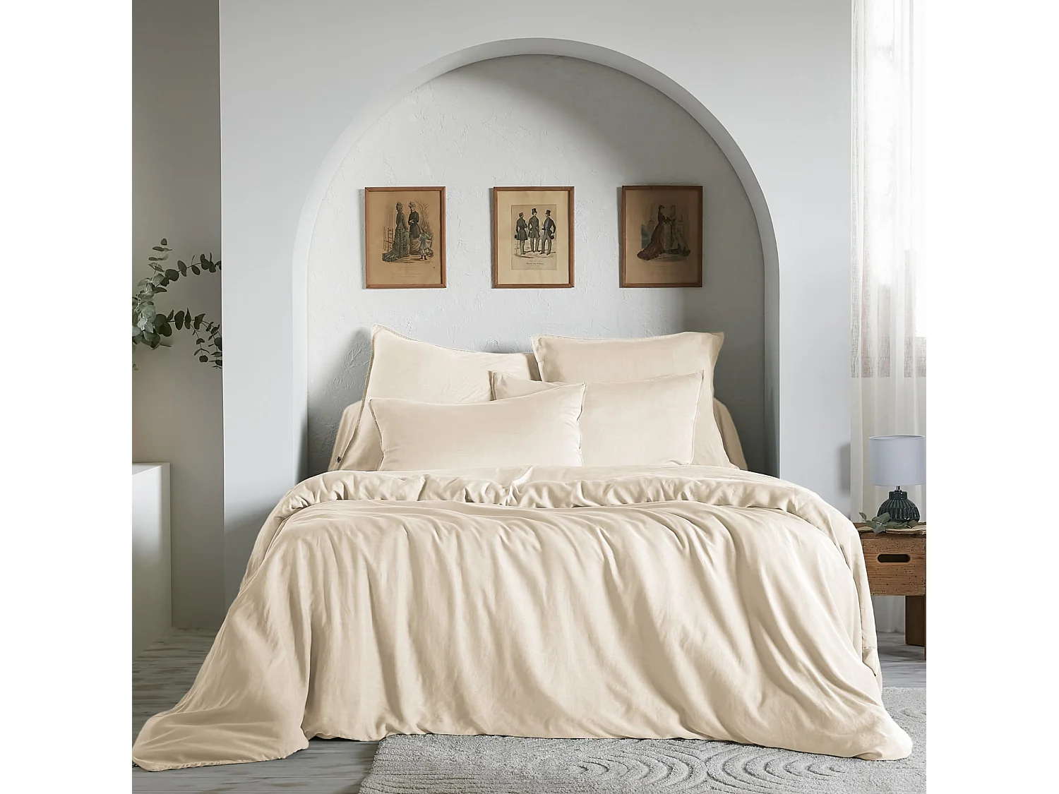 Housse de couette 260x240 lyocell uni pampa Terre de Nuit Lysandre