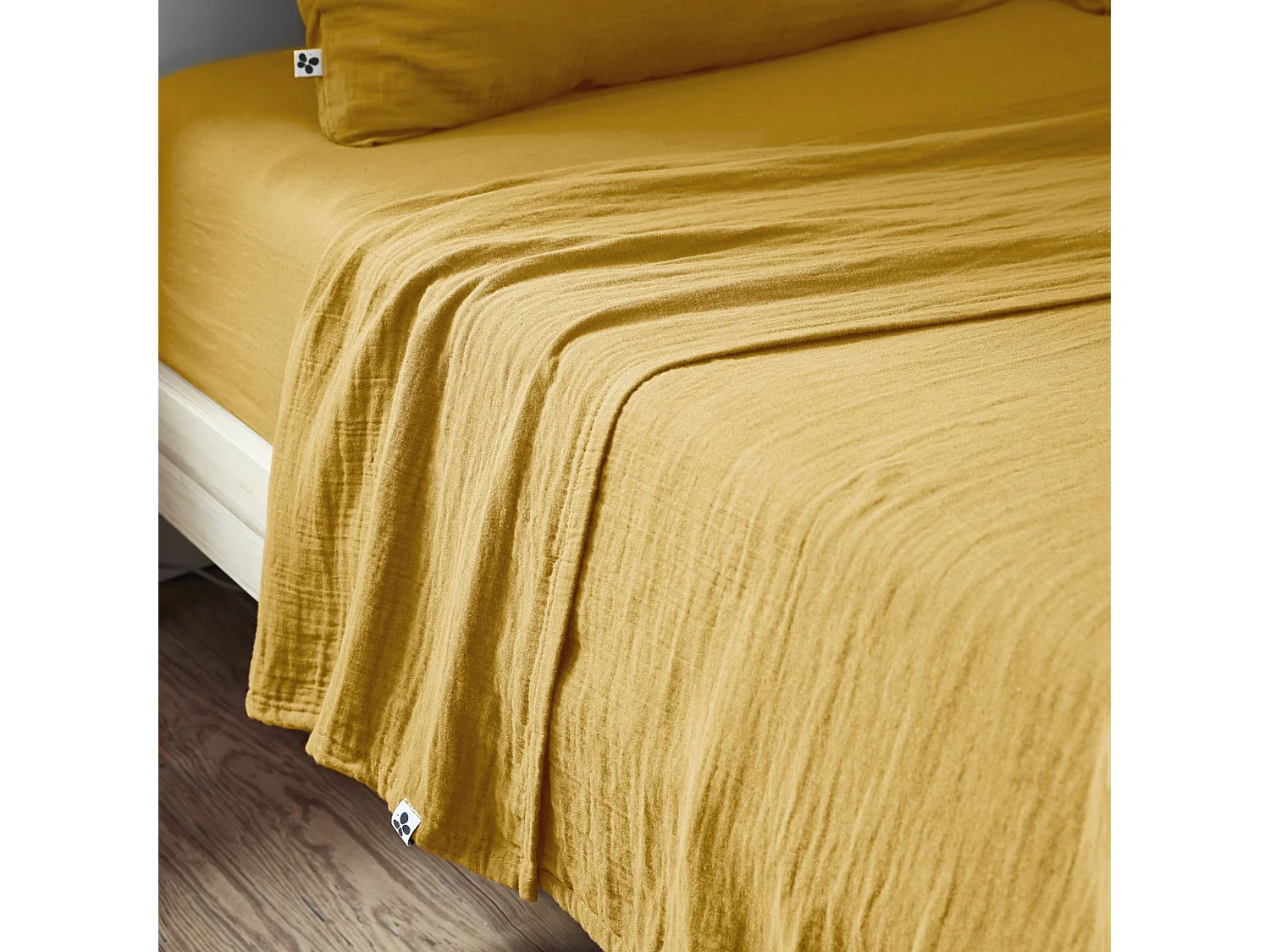 Drap plat 270x300 gaze de coton safran Terre de Nuit
