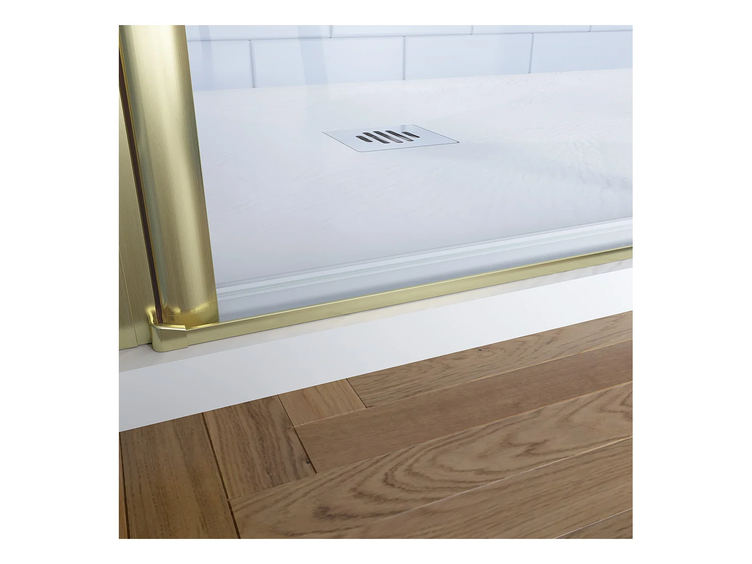 Douchecabine 70x95x195cm Opvouwbare 6mm NANO Easyclean veiligheidsglas goud aluminium profiel