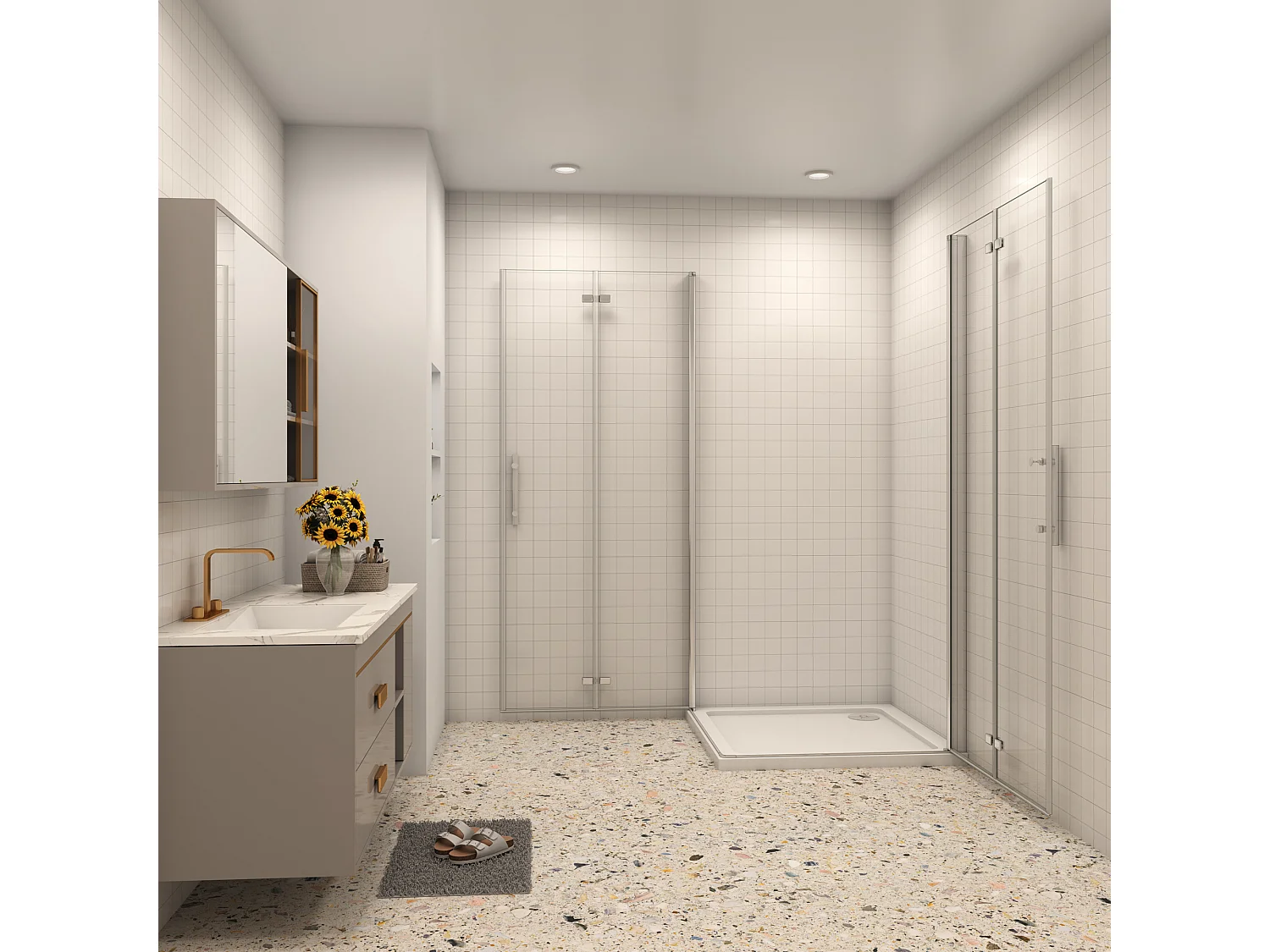 Douchecabine 80x85x195cm Opvouwbare 6mm NANO Easyclean veiligheidsglas glanzend chroom profiel