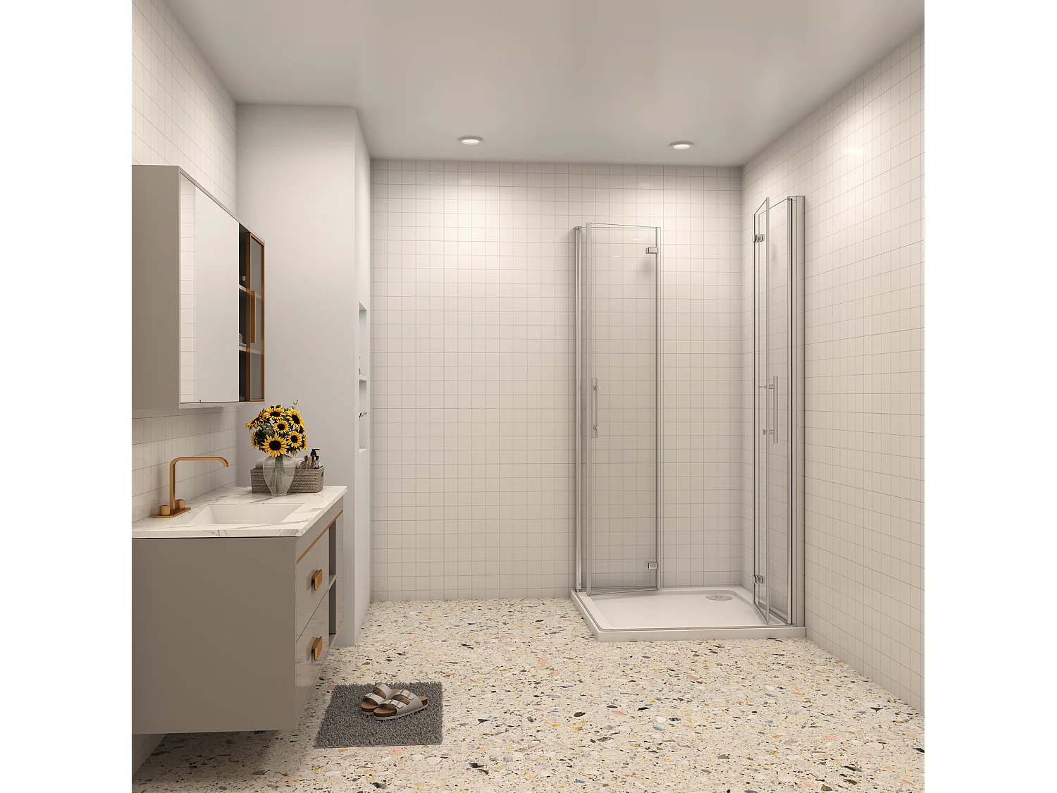 Douchecabine 85x110x195cm Opvouwbare 6mm NANO Easyclean veiligheidsglas glanzend chroom profiel