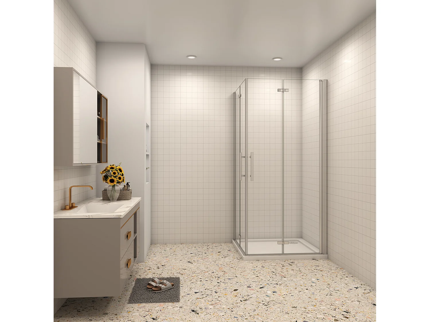 Douchecabine 95x95x195cm Opvouwbare 6mm NANO Easyclean veiligheidsglas glanzend chroom profiel