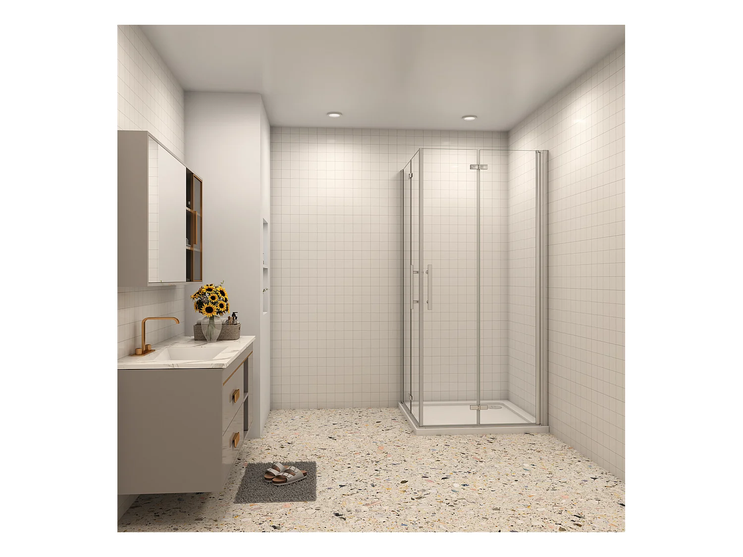 Douchecabine 85x90x195cm Opvouwbare 6mm NANO Easyclean veiligheidsglas glanzend chroom profiel