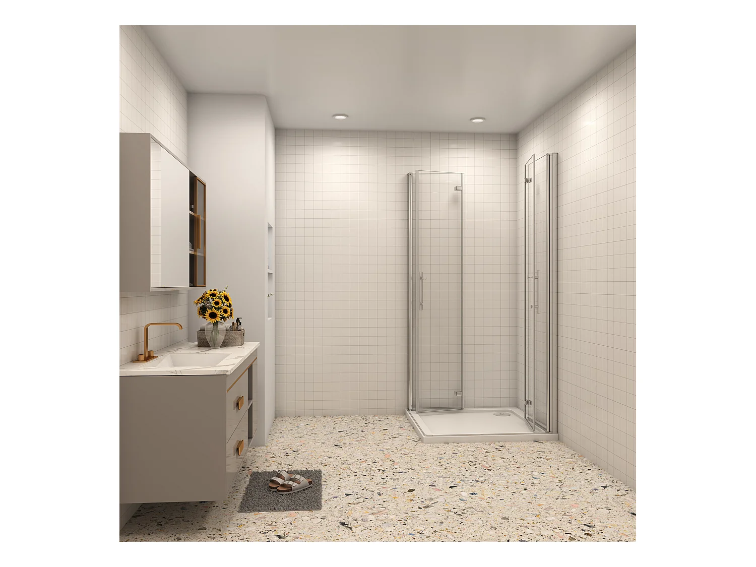 Douchecabine 76x90x195cm Opvouwbare 6mm NANO Easyclean veiligheidsglas glanzend chroom profiel