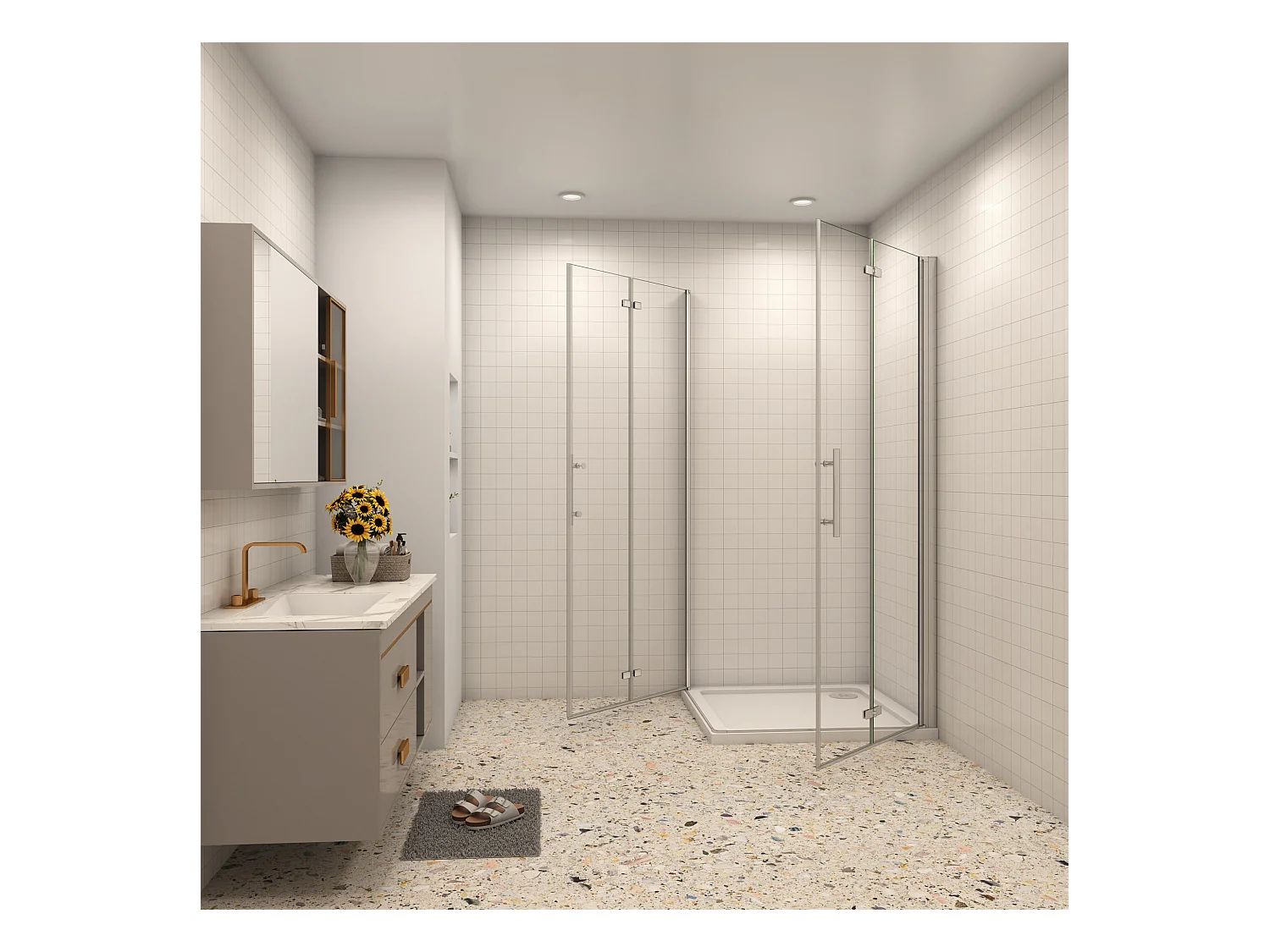 Douchecabine 120x120x195cm Opvouwbare 6mm NANO Easyclean veiligheidsglas glanzend chroom profiel