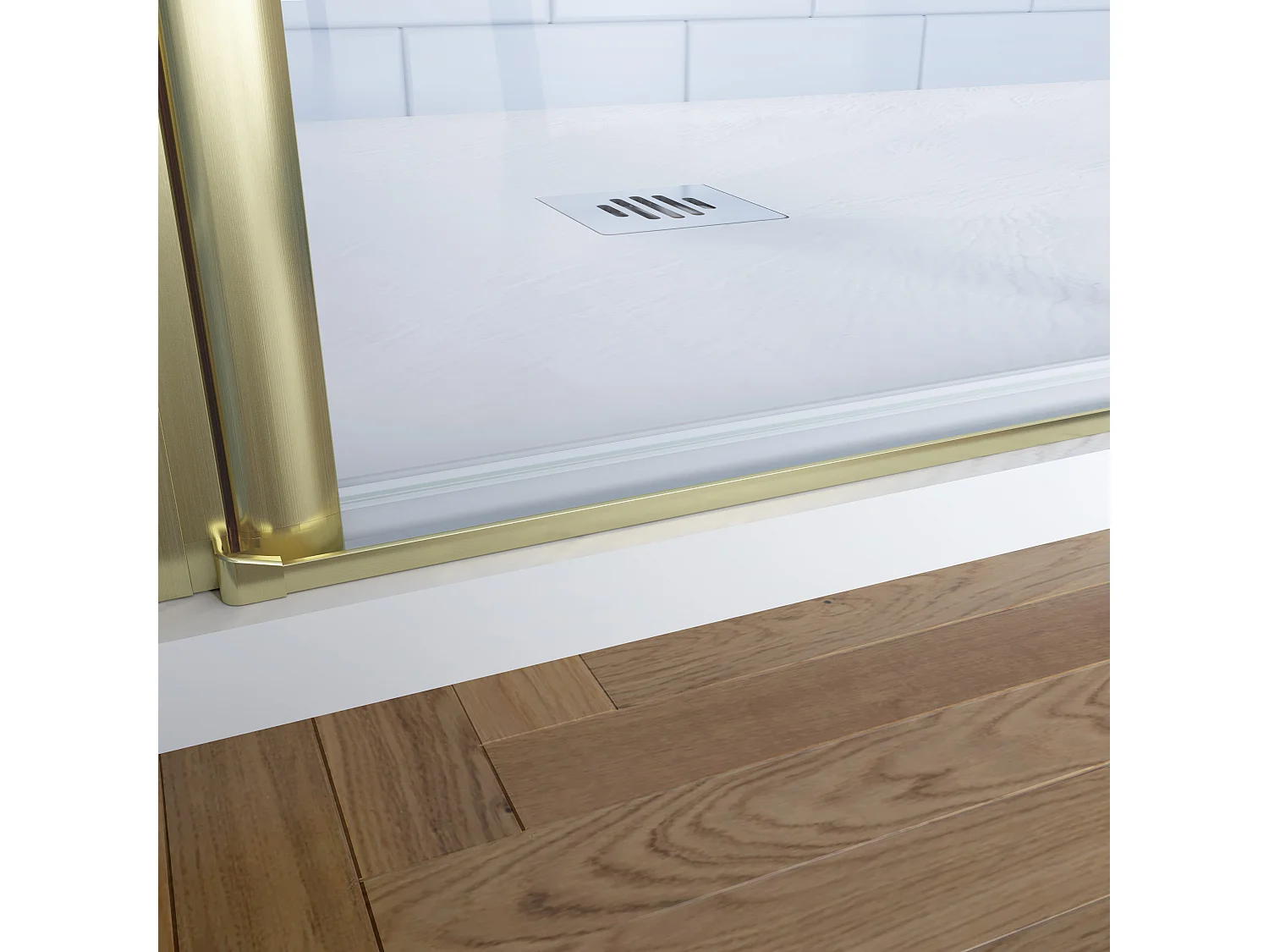 Douchecabine 90x90x195cm Opvouwbare 6mm NANO Easyclean veiligheidsglas goud aluminium profiel