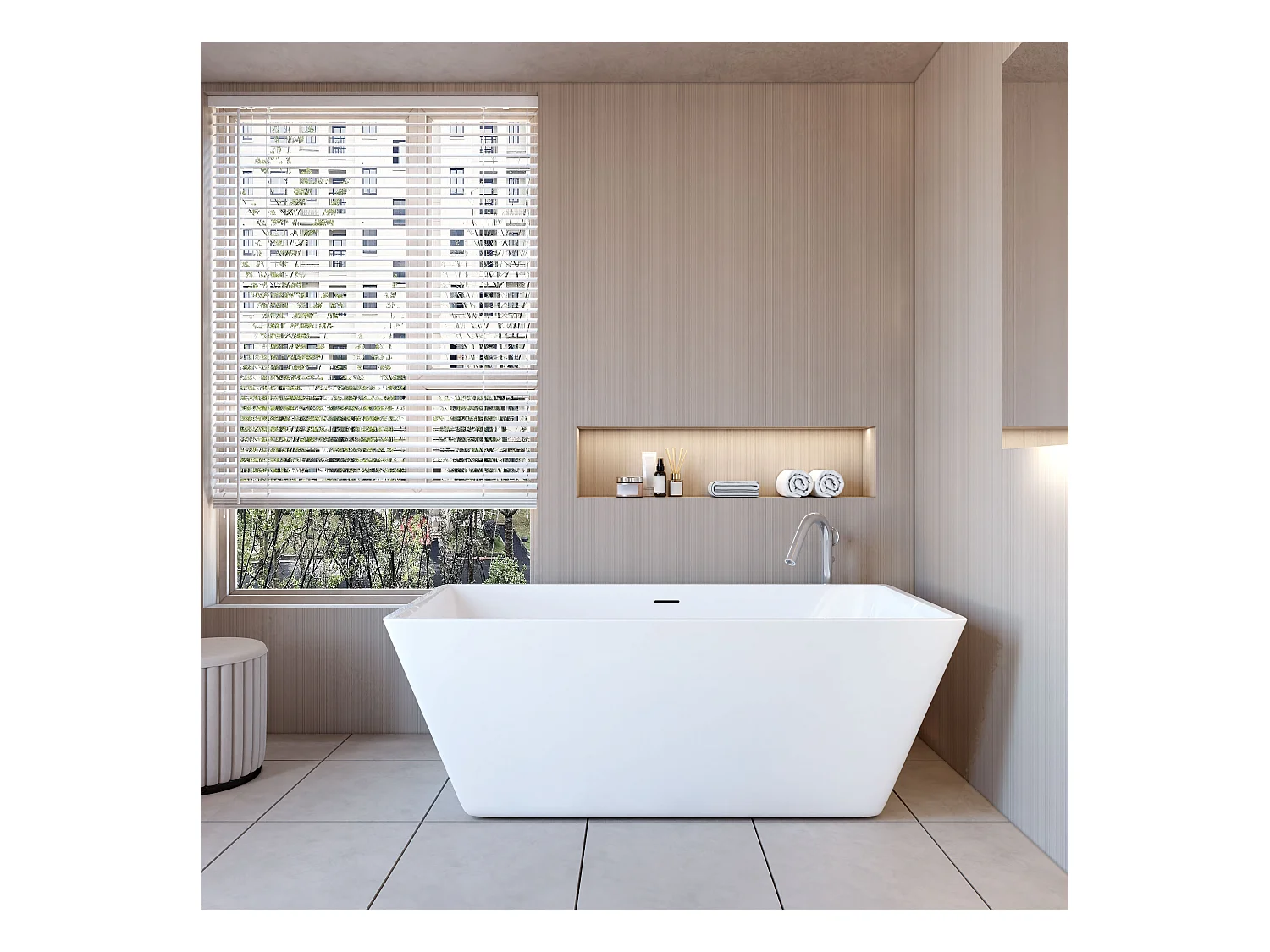 AICA L:150xB:72xH:56 cm  vrijstaand rechthoeking bad in mat wit afwerking acryl, met overloop met afvoer.