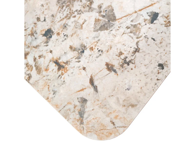 Table basse carrée céramique marbrée beige pied trapèze - OSWALD