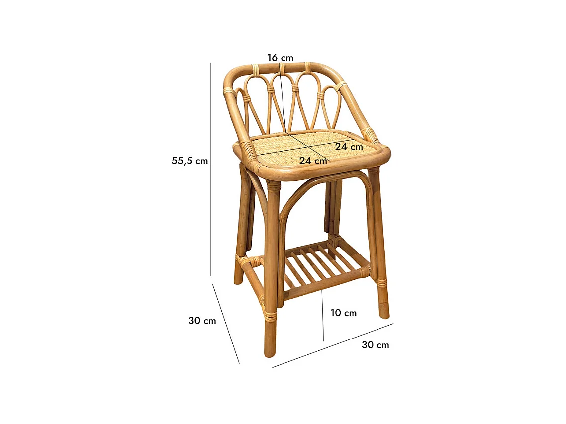 Table d’appoint 55 cm en rotin naturel tressé – HAZEL