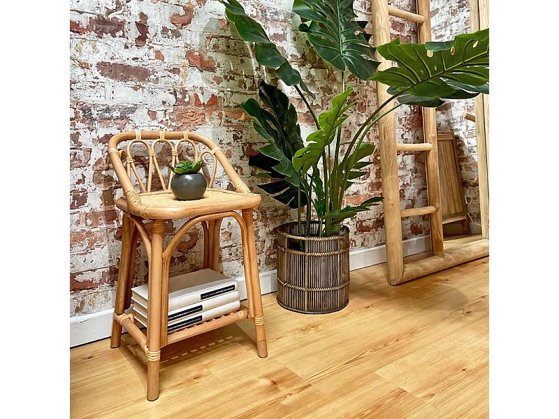 Table d’appoint 55 cm en rotin naturel tressé – HAZEL