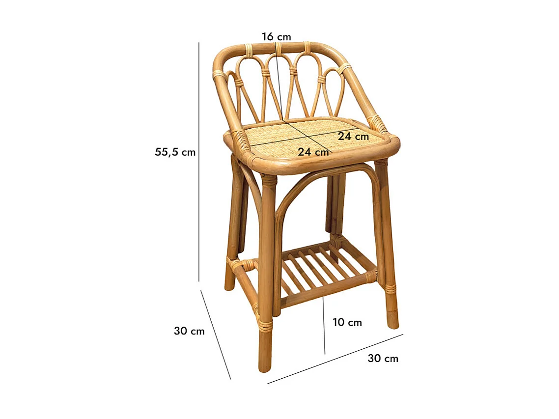 Table d’appoint 55 cm en rotin naturel tressé – HAZEL